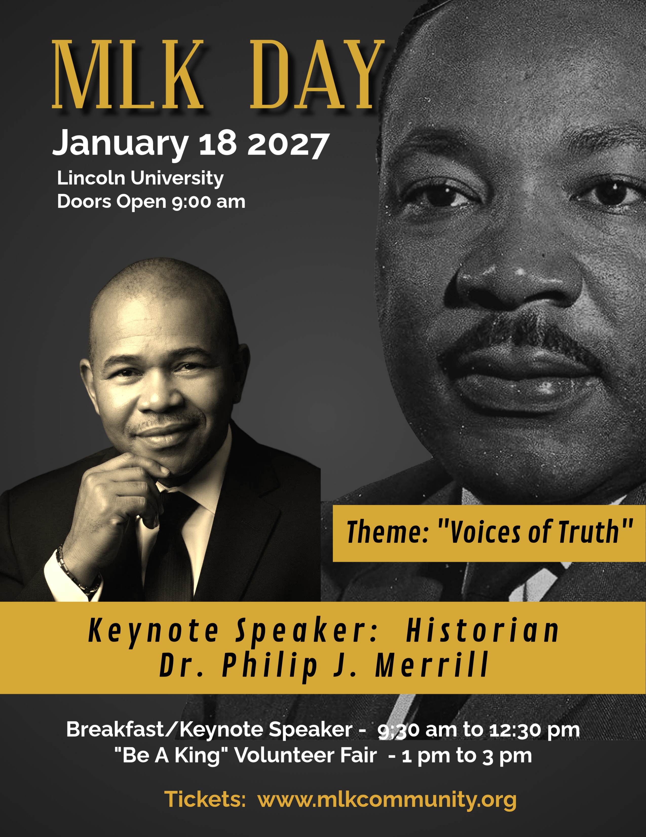 MLK Day 2027 event flyer — January 18, Lincoln University
